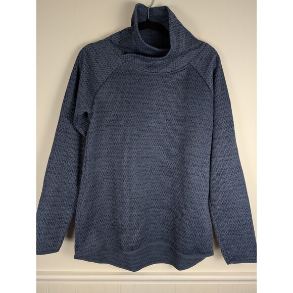 Columbia Pullover Womens Large Blue Herringbone Long Sleeve Funnel Neck Pockets - Picture 1 of 11